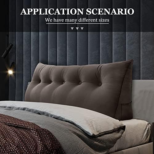 11 lbs Thickened Queen Wedge Pillow Headboard Body Positioner Bed Wedge Pillow Backrest Support Triangular Headboard Cushion with Side Pocket Velvet Positioning Support Coffee