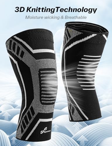 Knee Brace for Men & Women - Sportneer Knee Compression Sleeve with Side Stabilizers - Knee Support for Running, Hiking, Working, Basketball, Volleyball, Gym, Meniscus Tear, ACL, Arthritis Knee Pain Relief, A pair (Black, X-Large(19"-22"))