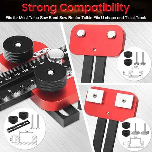 Thin Rip Jig Table Saw Jig Guide, Repetitive Narrow Strip Cuts 3 Pulleys Woodworking Tools, Fits for 3/8"x3/4" U Slot & 1/4"x3/8" T Slot, for Table Saw Band Saw Router Table