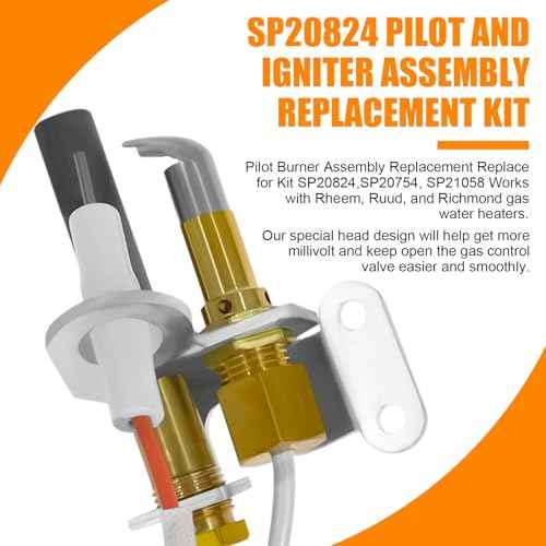 SP20824 Pilot Burner Assembly Kit Replacement SP20754,SP21058,SP21059,SP20800, Compatible for Rheem Ruud and Richmond Water Heater Parts, NG with LP Orifice