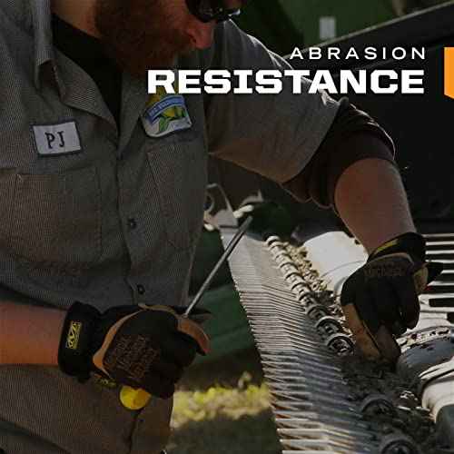 Mechanix Wear Fastfit Leather Gloves - Abrasion Resistant Gloves for Hand Safety - Breathable - Secure Fit - Two-Piece Palm - Machine Washable - Brown/Black - Large