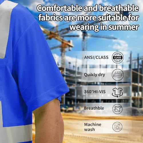 sesafety 3PACK High Visibility Shirts for Mens, Class 3 Hi Vis Reflective Construction Shirts for Men with Pocket Safety T Shirts for Men Work Shirt for Mens Short Sleeve