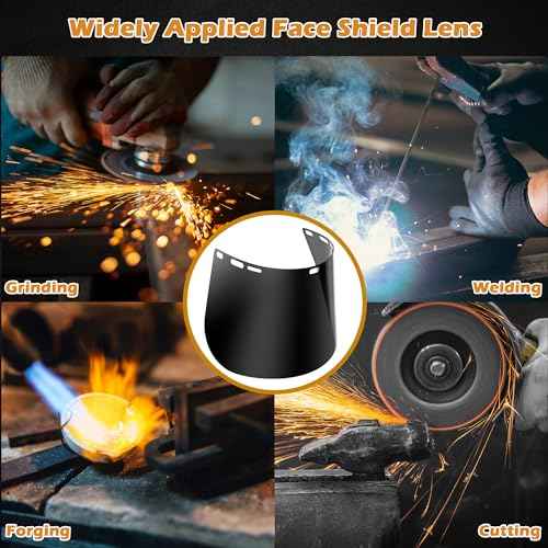 Feekoon 6 Pack Face Shield Replacement Lens, 15.5'' x 8'' Tinted Full Face Shield Compatible with Hobart 770580, Protective Safety Visor Replacement for Welding, Grinding, DIY, Cosplay Helmet