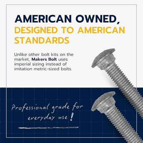 3/8" x 6" (50 Pack) Galvanized Carriage Bolt Kit, Grade 307A, Hot Dip Galvanized for Exterior Use by Makers Bolt
