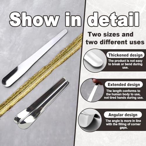 2 Pack Caulking Tool Kit, Grout Cleaning Tool, Metal Caulking Finishing Tools for Wall Tile, Grout Removal Tools for Tile, Grout Application Tool for Inside and Outside Corners