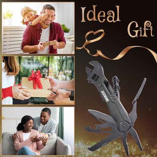 19-in-1 Multitool Wrench ? Stainless Steel Adjustable Wrench with Pliers, Knife, Wire Cutter, Saw, Screwdrivers ? Compact EDC Pocket Tool for Camping, DIY Repairs, Gift for Men