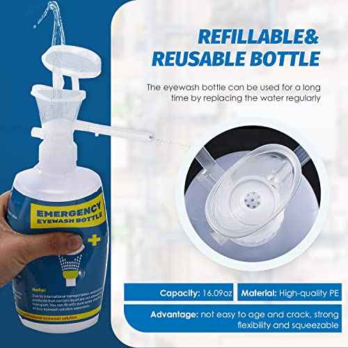 Portable Eye Wash Station with Eyewash Bottles, Emergency Wall Mount Eyewash Station, Self-contained Eye Wash Kit with Mirror&16.09oz Bottles, Emergency Eye Wash Unit, NO Eyewash Solution