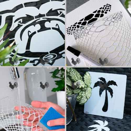 Farm Animal Stencil Set Chicken Cow Frog Bird Silhouette Templates Reusable 8.5 x 11 in Mylar Stencils for Painting Wood Signs Walls DIY Crafts (Cow)