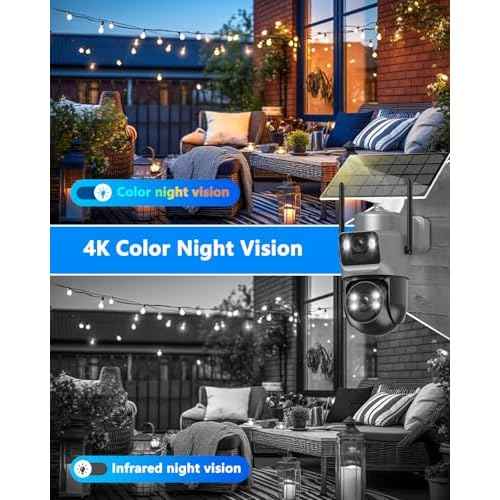 4K Security Cameras Wireless Outdoor Solar Battery Powered, 5GHz/2.4GHz WiFi 360¡Æ PTZ Cameras for Home Security with Dual Lens, Color Night Vision, Human Detection, Siren, 2-Way Audio, IP66