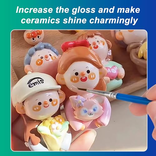 Air Dry Clay Glaze with 2 Brushes, Paint for Clay Air Dry, Waterproof, Preventing Crazing & Yellowing (4 OZ)