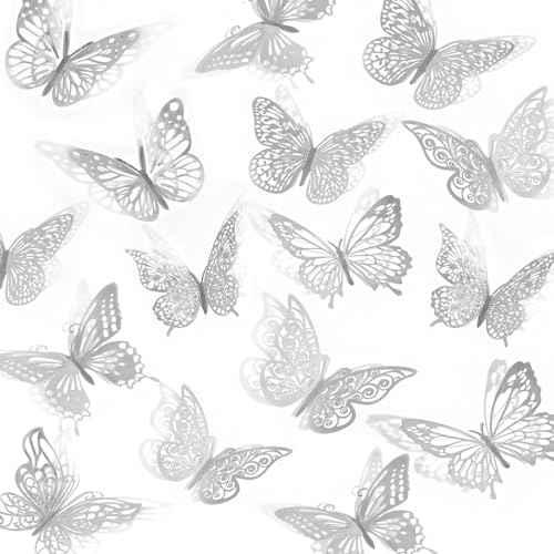 84PCS 3D Butterfly Decorations, 3 Sizes 7 Styles Butterfly Wall Decor Silver Butterflies Decorations for Cake, Butterflies Party, Birthday, Wall