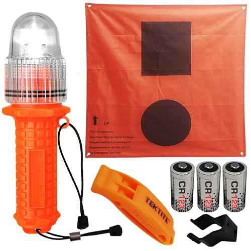 TEKTITE¢ç SOSeFLARE 5 NO MORE FLARES! Electronic Boat Distress Flare w/Flag and Audible Signal Kit- USCG & SOLAS Compliant Marine Safety Signal - Waterproof LED & Audible Locator for Boats