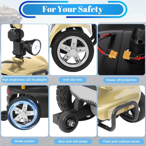 15-45 Miles Ecomobi MS02 4 Wheels Mobility Scooter for Adults/Seniors, 350W Powered Electric Wheelchair Device w/15Ah-25Ah Extended Battery, Dual Baskets/Rotating Seat, Compact Duty Mobile for Elderly