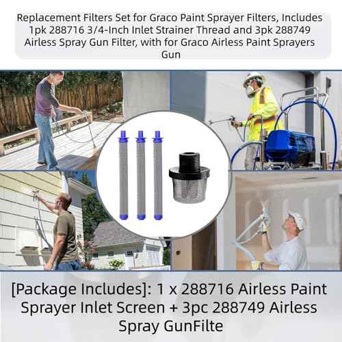 Replacement Filters Set for Graco Paint Sprayer Filters, Includes 1pk 288716 3/4-Inch Inlet Strainer Thread and 3pk 288749 Airless Spray Gun Filter, with for Graco Airless Paint Sprayers Gun