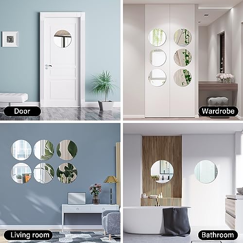 Fantasyon Acrylic Round Mirrors Self Adhesive Non Glass Mirror Circle Wall Mirror Clear Wall Sticker Decals for Wedding Table Centerpiece and Home Living Room Bedroom Wall Decor (6 inch/10 pcs)
