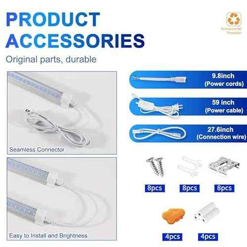 3FT Led Shop Light,3FT Lights 36W 6500K 5000LM Daylight,Led Shop Lights 110V Linkable Clear Cover Integrated V-Shape for Shop Garage Warehouse Workshop Commercial Bay Lighting(4-Pack)