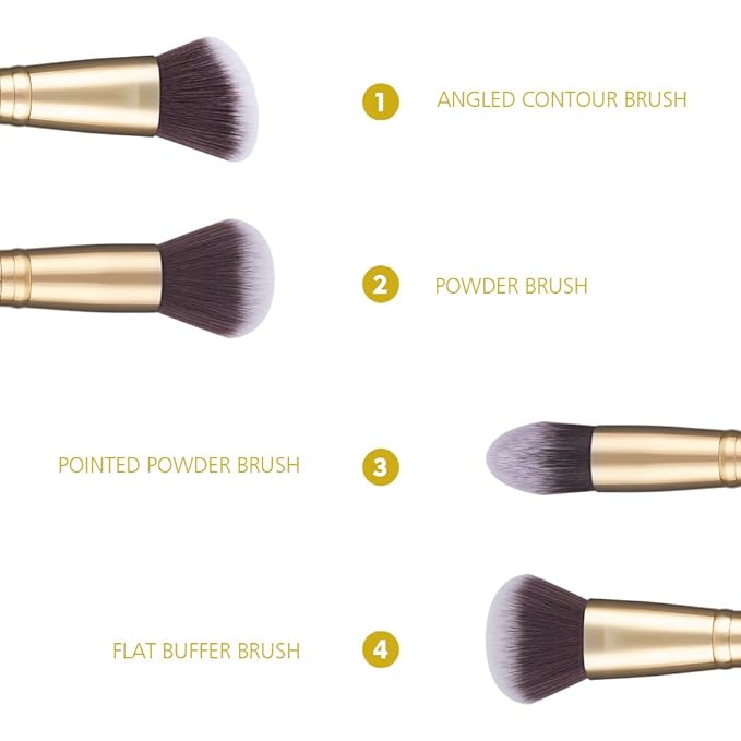 DUcare 2Pcs Duo End Makeup Brushes, Synthetic Bristle Foundation Powder Buffer & Contour Brush Set, Dual Sided Face Brushes for Blending Concealer Bronzer Highlighter