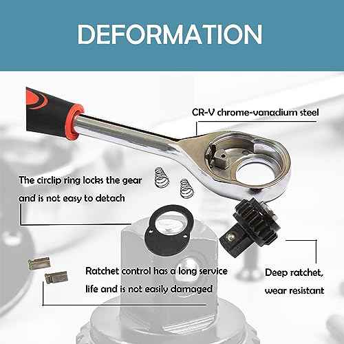 1/4" Ratchet Socket Wrench Set,12 Pieces Drive Sockets Set with Quick Released Ratchet Handles and Extension Bar