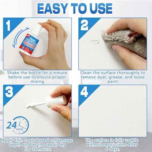 White Touch Up Paint, Multi-Surface Touch Up Paint Pen for Chips and Scratches, White Paint for Walls, for Wall Enamel Furniture Appliance Porcelain Cabinet Bath (Semi-Gloss)