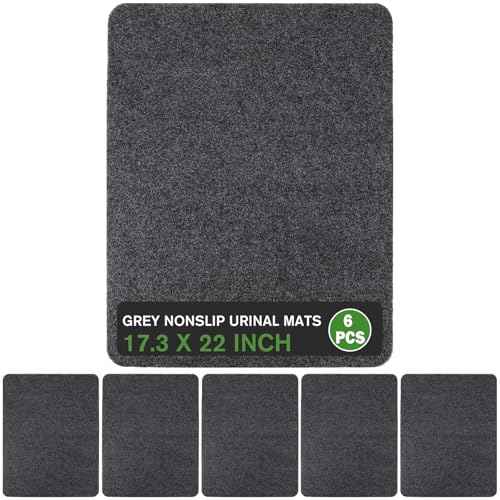 Nuanchu 6 Pack Nonslip Urinal Mats, Bathroom Urinal Mat for Floor, Water Absorption and Breathable Commercial Splash Mats for Men Bathroom Restroom, 17. 3" x 22" (Grey)