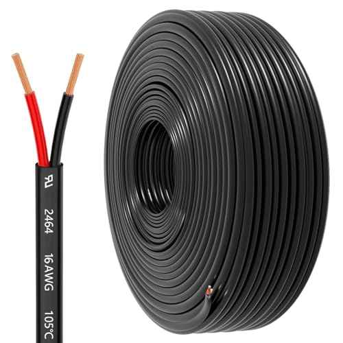 16 Gauge Wire 2 Conductor Electrical Wire, 16 AWG 1.309mm©÷ Wire PVC Cord,12V/24V DC Low Voltage/Copper-clad Aluminum(CCA) 2 Wire for Automotive Wire LED Strips Lamp Lighting Marine(45.8M/150FT)
