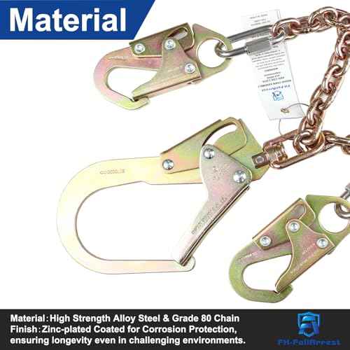 Rebar Positioning Chain Assembly with Swivel Double Self-Locking Snap Hooks