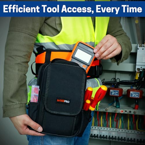 Zippered Tech Tool Pouch, Waterproof 600D Electricians Technician Small Tool Bag with Handle, Electrician's Tool Pouch for Electrician, Carpenter, Mechanical