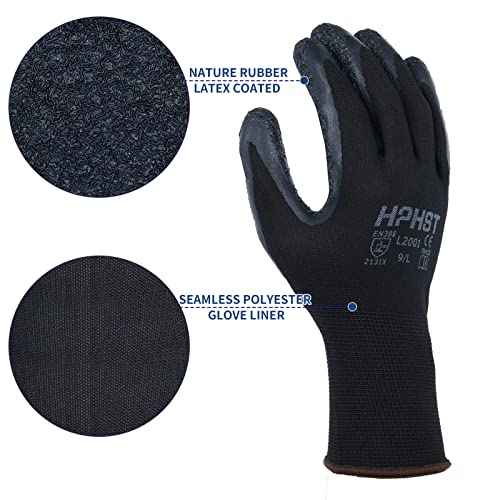 Latex Rubber Hand Coated Work Gloves - Safety Work Gloves - Excellent Grip for Construction Warehouse Garden 12 Pairs