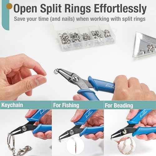Beaditive Split Ring Pliers | Jewelry Making, Beading, Crafting | High-Carbon Steel | 5-Inch (Lake Blue)