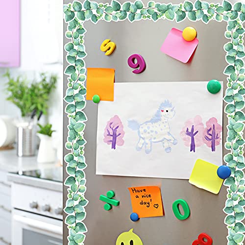 Eucalyptus Die-Cut Border Trim Bulletin Board Classroom Bulletin Wall Decor Greenery Trim Border Tropical Leaves Greenery Wall Decoration Green(78.7ft)