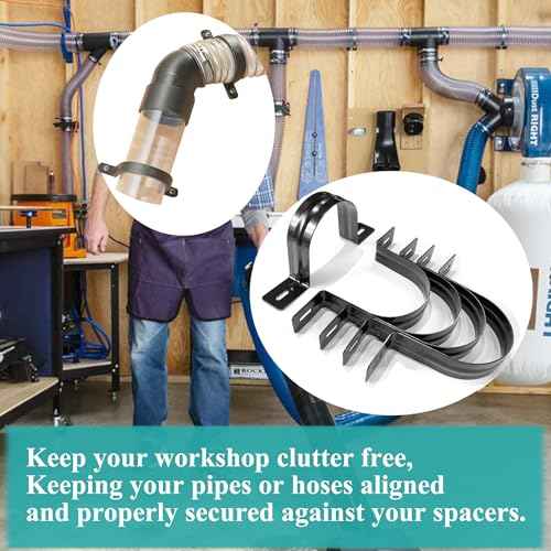 Dust Collection Hose and Pipe Holder Adjustable Hangers Bracket, Don¡¯t Broken Like Plastic After Long Time, Durable Spray Iron, 5 PCS (Black, 4 Inch)