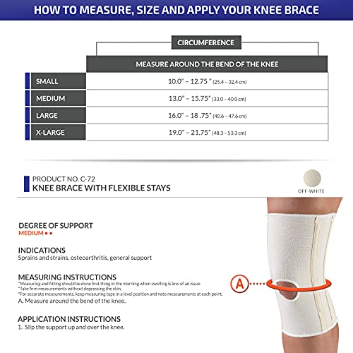 CHAMPION Knee Brace Flexible Stays Knit Elastic, White, X-Large