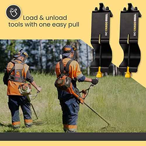 DC Cargo Mall E Track Tool Holder with Locking Handle ? (2 Pack) Heavy Duty Weed Eater, Trimmer & Shovel Rack for Enclosed Trailers