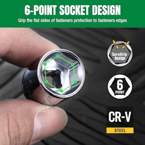 SK 3/8" Drive Socket Set, Metric Sockets, 13-Piece 8-20mm, SuperKrome Finish, Premium CR-V Construction, with Aluminum Socket Organizer