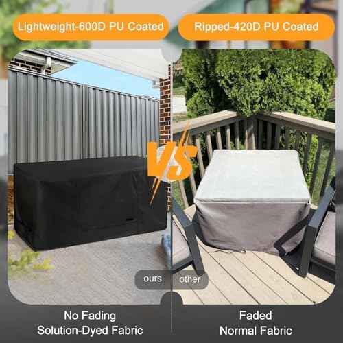 NettyPro Deck Box Cover, Fade Resistant Waterproof Outdoor Patio Storage Box Bench Cover for Rectangular 150-230 Gallon Resin Large Deck Box, 62 x 30 x 28 inch, Black
