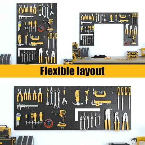 Peg Board, 8 Pack Metal Pegboard Panels Black Pegboards Wall Organizer, Tools Storage System for Workbench, Garage Organizer, Office Wall Organization, Craft Room,