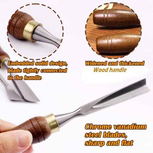 12-Piece Wood Carving Chisel Set - CR-V 60 Steel Multi-Shape Edge Gouges Carving tool for Woodworking Beginners and Professionals with Storage Case