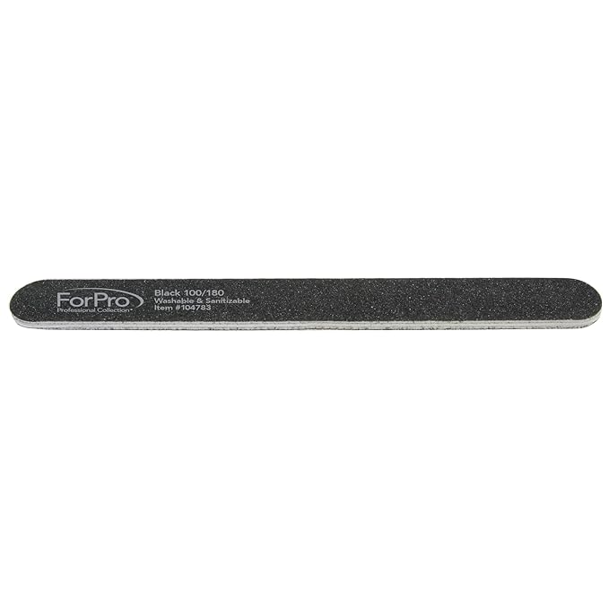 ForPro Professional Collection Nail Foam Boards, Black, 100/180 Grit, Double-Sided Manicure and Pedicure Nail Files, 7Ã¢ÂÂ L x .75Ã¢ÂÂ W, 12-Count