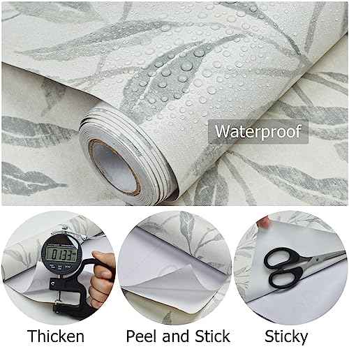 Sevalo Leaf Leaves Peel and Stick Wallpaper Boho Contact Paper for Cabinets and Drawer Greenery Contact Paper for Walls Self-Adhesive Removable Wallpaper Bathroom Olive Farmhouse Nature17.3inW 78.7inL