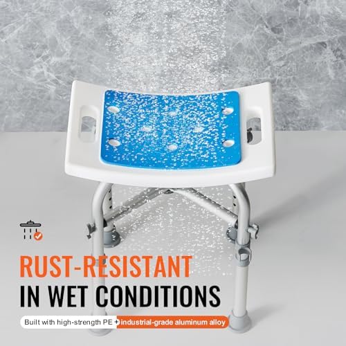 VEVOR Shower Chair for Inside Shower, Adjustable Height Shower Stool with Crossbar Support, Shower Seat for Shower Tub, Non-Slip Bench Bathtub Stool Seat for Elderly Disabled Adults Handicap, 500 lbs