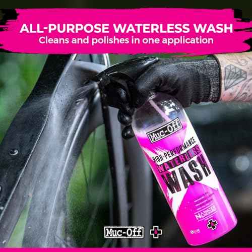 Muc-Off Waterless Bike Wash 750ml + 5x Premium Brush Set | No Water Bike Cleaner with Biodegradable Formula | Spray and Wipe Easy Bike Cleaning | Streak-Free Spray Cleaner Safe on Carbon Fibre