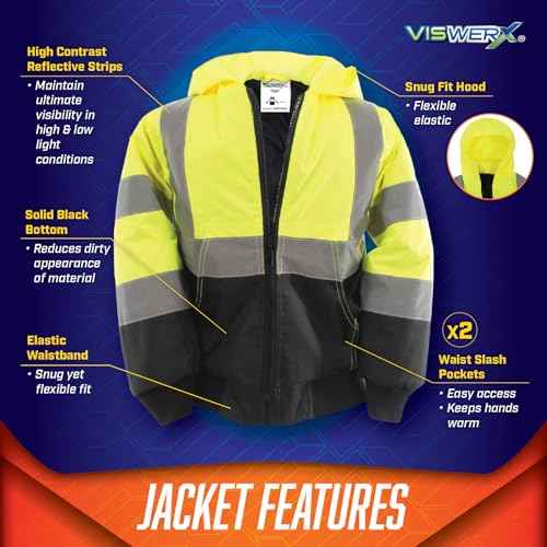 Hi-Vis Children¡¯s Full Zip Hoodie ? Safety Reflective Jacket for Kids, Hooded Sweatshirt