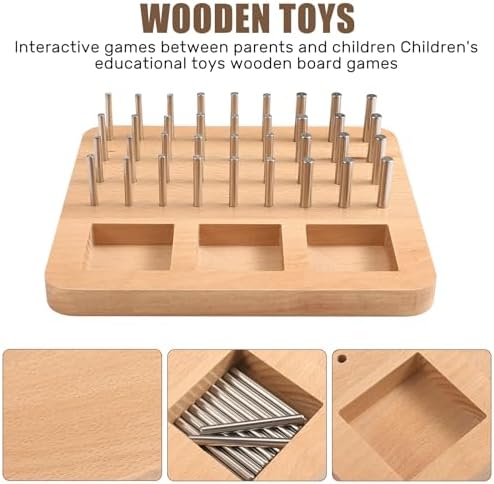 Wooden Peg board for Occupational Therapy with 3 Sizes of Pegs and Holes, Wood Pegboard for Finger Dexterity, Hands Therapy Peg Board to Improve Finger Motor Skills and Hand-Eye Coordination, 36 Holes
