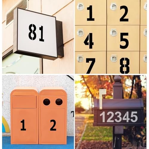 4 Inch Number Stencils for Painting, 0-9 Address Number Stencil Set, 20PCS Plastic Number Stencils, Curb Stencil Kit, Reusable Digital Templates for Painting on Cake Curb Road Wall Wood Mailbox
