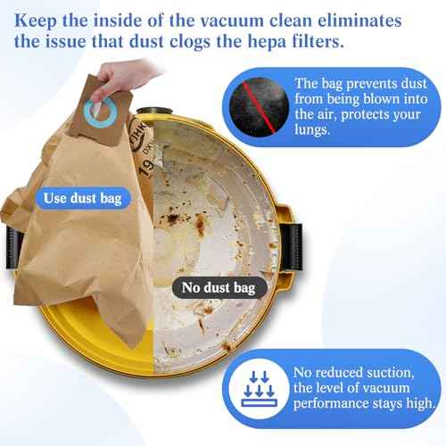 10 Pack DXVA19-4112, DXVA19-4102 Vacuum Bags for DEWALT 12 to 16 Gallon Wet/Dry Vacuum, Disposable Shop Vac Bags, Dust Collection Bag Replacement