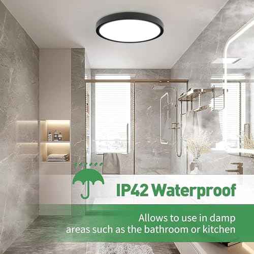 6PK 9 Inch LED Flush Mount Ceiling Light, 18W, 1860LM, 3000K/4000K/6000K CCT Selectable, Round Flat Panel Low Profile Ceiling Light Fixtures for Hallway, Kitchen, Bedroom, Laundry Room