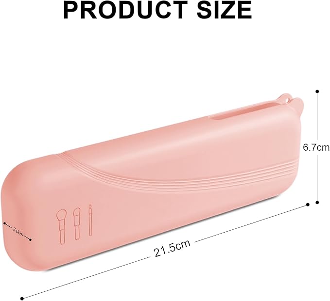 Silicone Makeup Brush holder travel case,Large makeup brush bag with Half-open Snap Design, Anti-fall Out Vanity Organizer for Toothbrushes,Lipstick,Eyebrow pencil,BB Cream,Liquid Foundation (Pink)