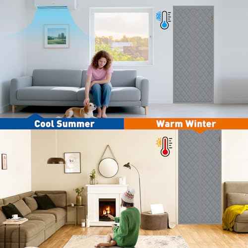 MAGZO Magnetic Thermal Insulated Door Curtain Fits Door Size 42" x 80", Oxford Cloth Strong Magnets Winter Entrance Insulation, Thicken Cotton Weatherproof Doorway Cover, Gray
