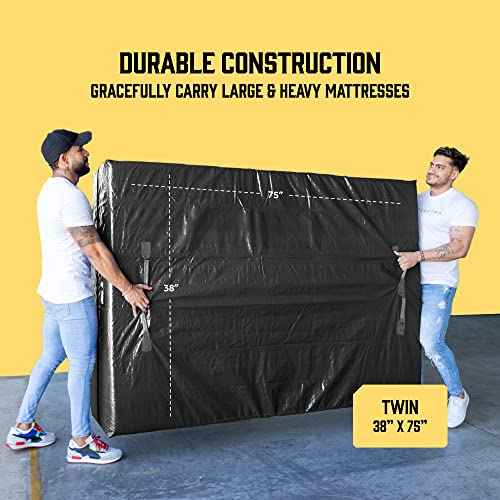 Mattress Bags for Moving with 8 Handles - Twin Size - Extra-Thick Mattress Bag for Moving - Reusable Mattress Storage Bag - Mattress Cover for Moving with Zipper, Moving Mattress Bag Protector Gray