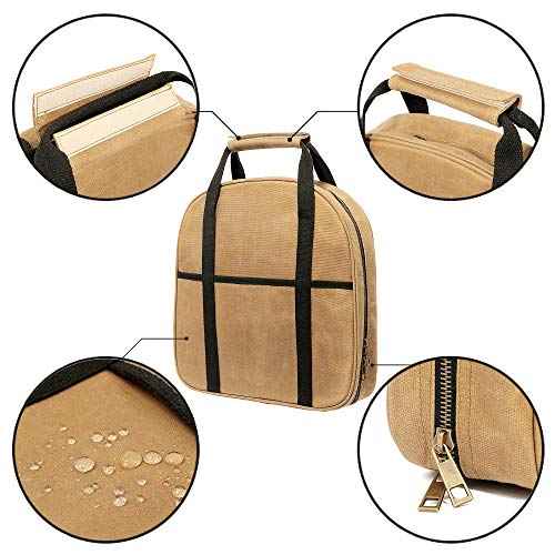 Denifiter Waxed Canvas Cable Bag, Multifunctional Repair Bag Heavy Duty Tool Bag, Waterproof (Khaki)